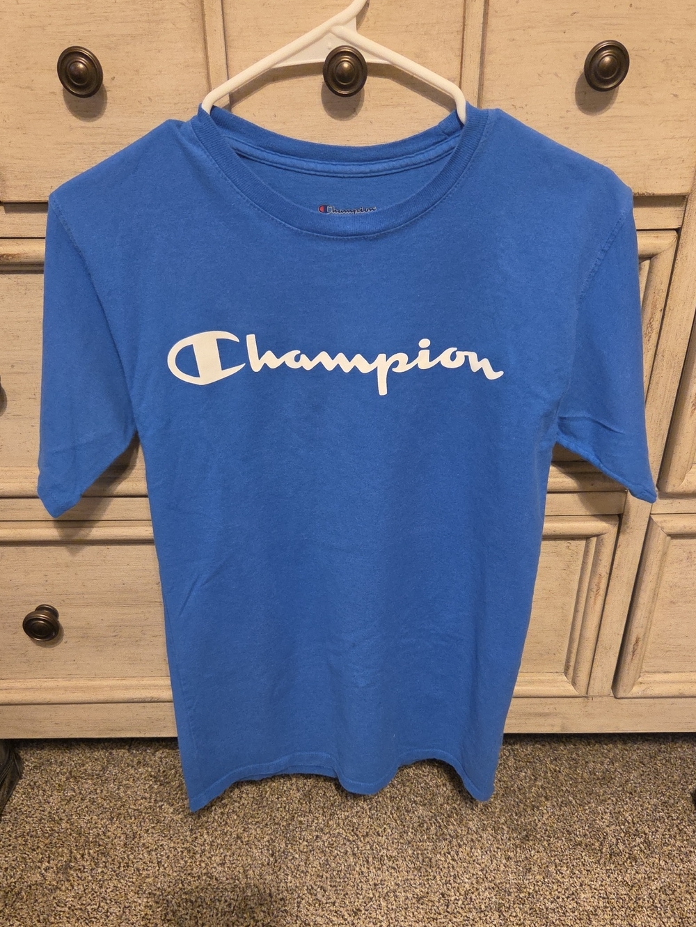 Champion Bright Blue Short Sleeve Tee with White Logo
